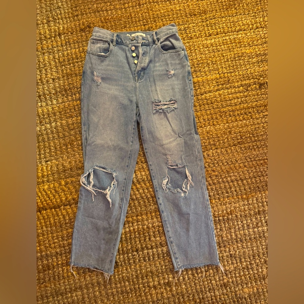 PacSun Blue Cropped Distressed Jeans